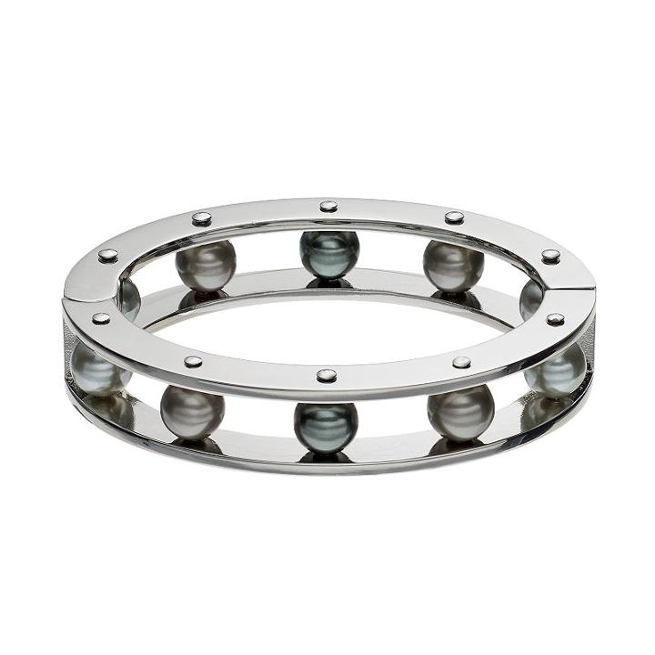 Simply Vera Vera Wang Gray Simulated Pearl Double Row Bangle Bracelet, Women's, Grey Other