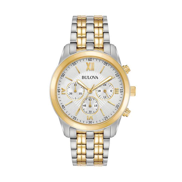 Bulova Men's Two-tone Stainless Steel Chronograph Watch - 98a169, Size: Large, Multicolor