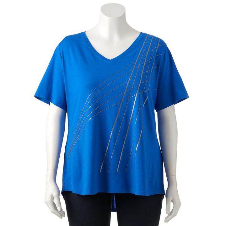Plus Size Tek Gear&reg; Easy Graphic V-neck Workout Tee, Women's, Size: 2xl, Blue (navy)