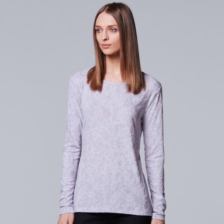 Women's Simply Vera Vera Wang Jacquard Tee, Size: Xs, Brt Purple