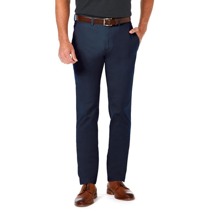 Men's Haggar Coastal Comfort Slim-fit Stretch Flat-front Chino Pants, Size: 32x34, Blue