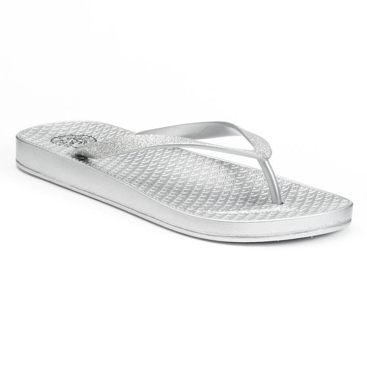 So&reg; Women's Glitter Flip-flops, Size: Medium, Silver