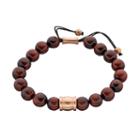 Men's Pink Ion-plated Tiger's-eye Beaded Bolo Bracelet, Red