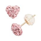 Junior Jewels Crystal 10k Gold Heart Stud Earrings - Kids, Women's, Pink