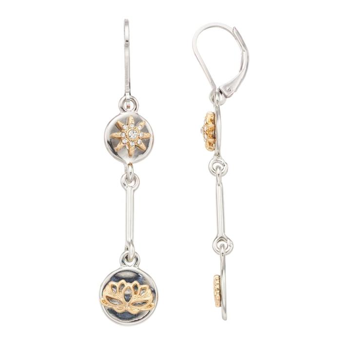 Simply Vera Vera Wang Two Tone Coin Charm Linear Drop Earrings, Women's, Multicolor