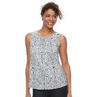 Women's Croft & Barrow&reg; Medallion Shirred Tank, Size: Large, Light Grey
