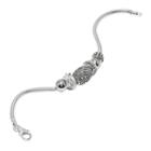 Individuality Beads Crystal & Marcasite Sterling Silver Snake Chain Bracelet & Textured Bead Set, Women's, Size: 7.5, White