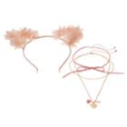 Girls 4-16 Elli By Capelli Flower Cat Ear Headband & Choker Necklace Set, Drk Yellow