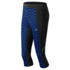 Women's New Balance Printed Accelerate Capri Workout Leggings, Size: Medium, Blue (navy)