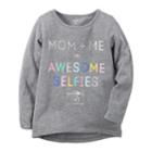 Girls 4-8 Carter's Mom + Me = Awesome Selfies Glitter High-low Tee, Size: 6, Light Grey