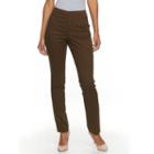 Women's Gloria Vanderbilt Louise Twill Straight-leg Pants, Size: 12 Avg/reg, Med Brown
