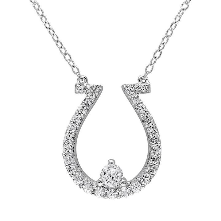 Lab-created White Sapphire Sterling Silver Horseshoe Necklace, Women's, Size: 18