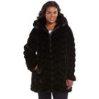 Plus Size Gallery Hooded Faux-fur Jacket, Women's, Size: 2xl, Black
