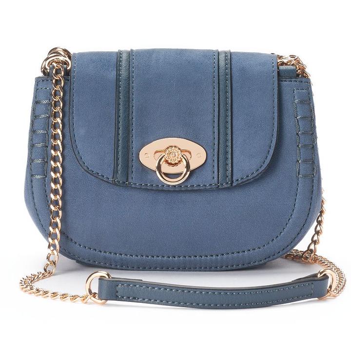 Lc Lauren Conrad Macaron Stitched Saddle Bag, Women's, Med Blue