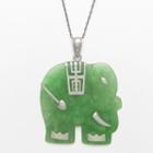 Sterling Silver Jade Elephant Pendant, Women's, Size: 18, Green