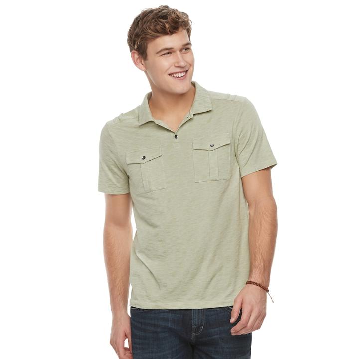 Men's Rock & Republic Military Polo, Size: Large, Lt Green