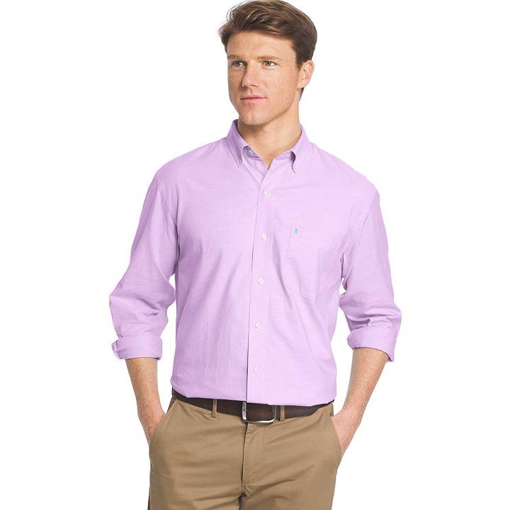 Big & Tall Izod Essential Classic-fit Solid Poplin Button-down Shirt, Men's, Size: L Tall, Lt Purple