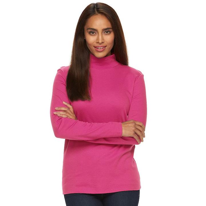 Women's Croft & Barrow&reg; Essential Mockneck Top, Size: Medium, Med Pink