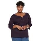Plus Size Croft & Barrow&reg; Henley, Women's, Size: 3xl, Drk Purple