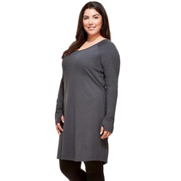 Plus Size Hottotties By Terramar Collins Thumb Hole V-neck Tunic, Women's, Size: 3xl, Light Grey