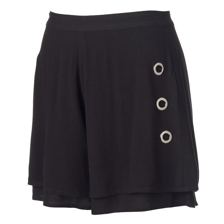 Women's Rock & Republic&reg; Grommet Soft Shorts, Size: Small, Black