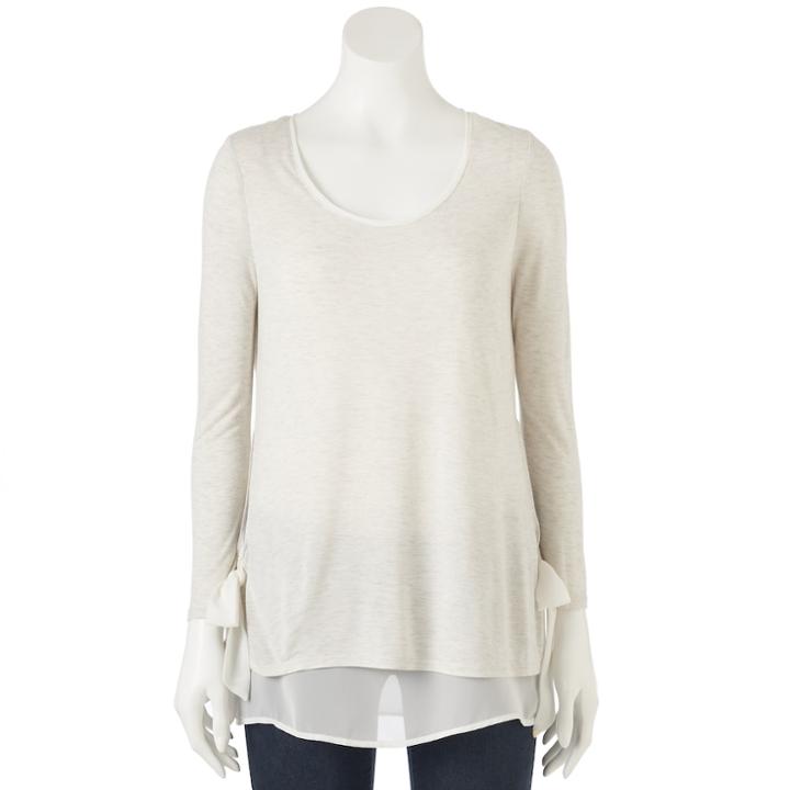Women's Lc Lauren Conrad Mock-layer Tunic, Size: Xs, Dark Grey