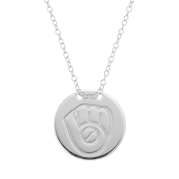 Milwaukee Brewers Sterling Silver Disc Pendant Necklace, Women's, Size: 16, Grey