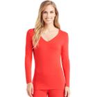 Women's Cuddl Duds Softwear V-neck Top, Size: Xlrg Av/rg, Red