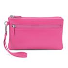 Ili Double-zip Leather Wristlet, Women's, Pink
