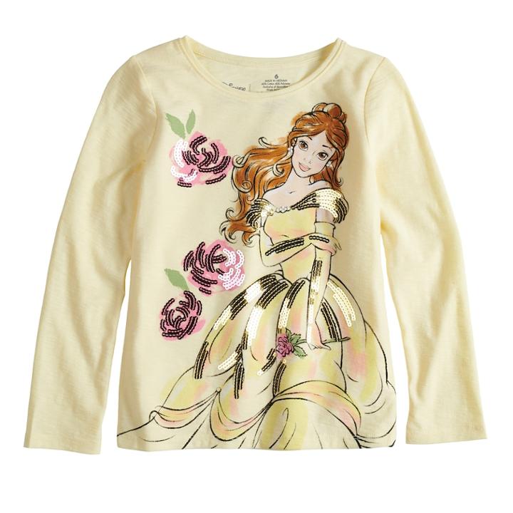 Disney's Beauty & The Beast Belle Toddler Girl Sequin Long Sleeve Graphic Tee By Disney/jumping Beans&reg;, Size: 3t, Lt Beige