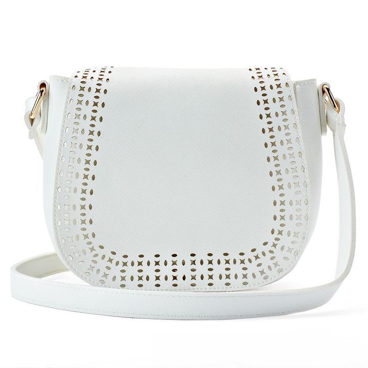 Olivia Miller Kaya Perforated Saddle Crossbody Bag, Women's, White