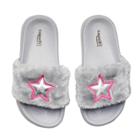 Girls 4-16 Star Slide Sandals, Size: 3/4, Dark Grey