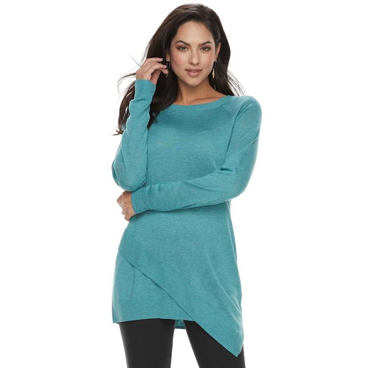 Women's Apt. 9® Asymmetrical Tunic Sweater, Size: Xs, Turquoise/blue (turq/aqua)