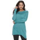Women's Apt. 9&reg; Asymmetrical Tunic Sweater, Size: Xs, Turquoise/blue (turq/aqua)