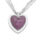 Sterling Silver 1-ct. T.w. Diamond And Lab-created Ruby Reversible Heart Pendant, Women's, Size: 18, Red