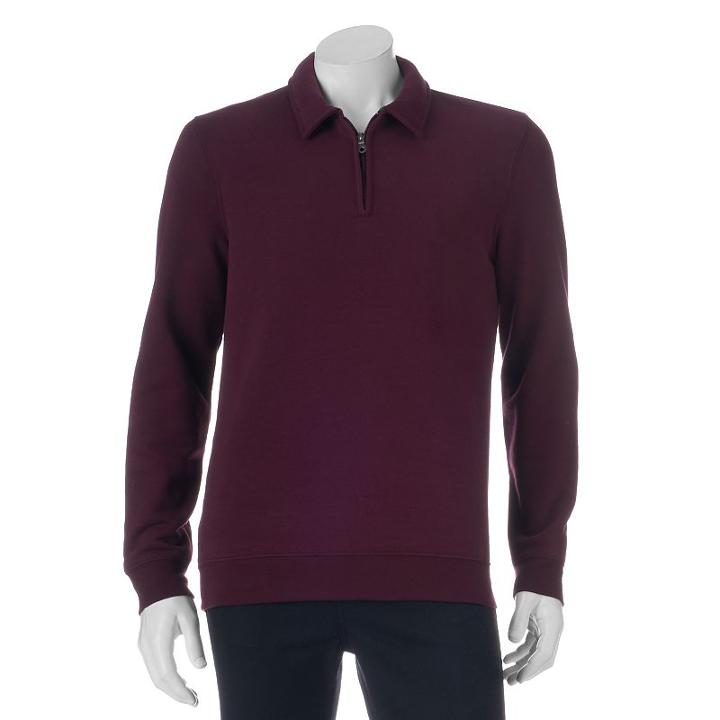 Men's Croft & Barrow&reg; Fleece Quarter-zip Polo, Size: Xl, Red