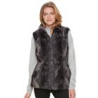 Women's Gallery Reversible Faux-fur Vest, Size: Large, Black