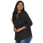 Juniors' Plus Size So&reg; Plaid Button Down Shirt, Teens, Size: 1xl, Black