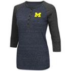 Women's Campus Heritage Michigan Wolverines 3/4-sleeve Henley Tee, Size: Medium, Dark Blue