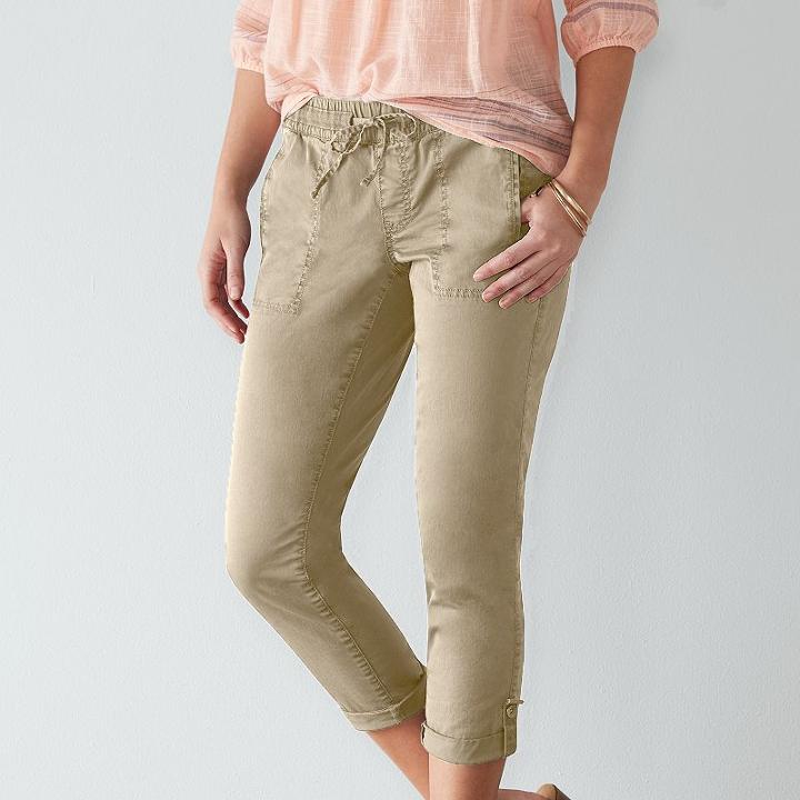 Women's Sonoma Goods For Life&trade; Pull-on Utility Capris, Size: 10, Light Grey