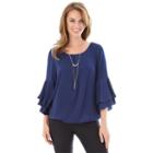 Women's Apt. 9&reg; Charmeuse Ruffle Top, Size: Small, Dark Blue