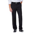 Men's Haggar Eclo Stria Classic-fit Flat-front Dress Pants, Size: 34x32, Black