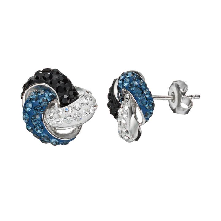 Crystal Silver-plated Knot Stud Earrings, Women's, White