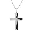 Stainless Steel Two Tone The Lord's Prayer Cross Pendant Necklace - Men, Size: 24, White