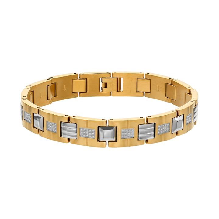Men's Gold Tone Stainless Steel 1/2 Carat T.w. Diamond Bracelet, White
