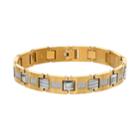 Men's Gold Tone Stainless Steel 1/2 Carat T.w. Diamond Bracelet, White