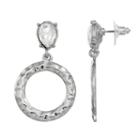 Apt. 9&reg; Nickel Free Simulated Crystal Hammered Drop Hoop Earrings, Women's, Silver