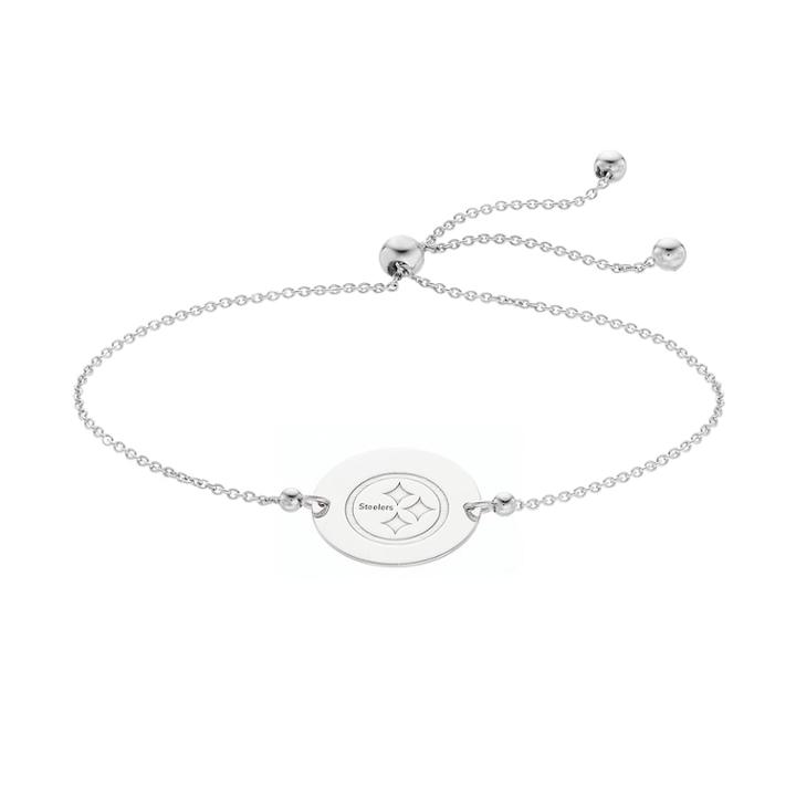 Sterling Silver Pittsburgh Steelers Bolo Bracelet, Women's, Size: 9, Grey