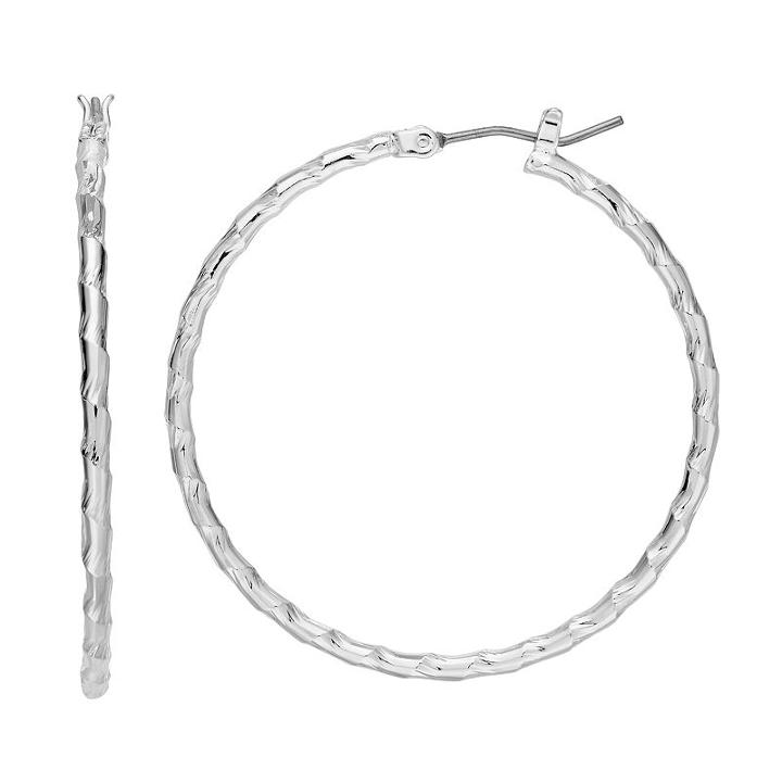 Napier Twisted Texture Nickel Free Hoop Earrings, Women's, Silver