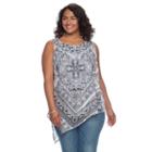 Plus Size World Unity Printed Handkerchief Tank, Women's, Size: 0x, Med Grey